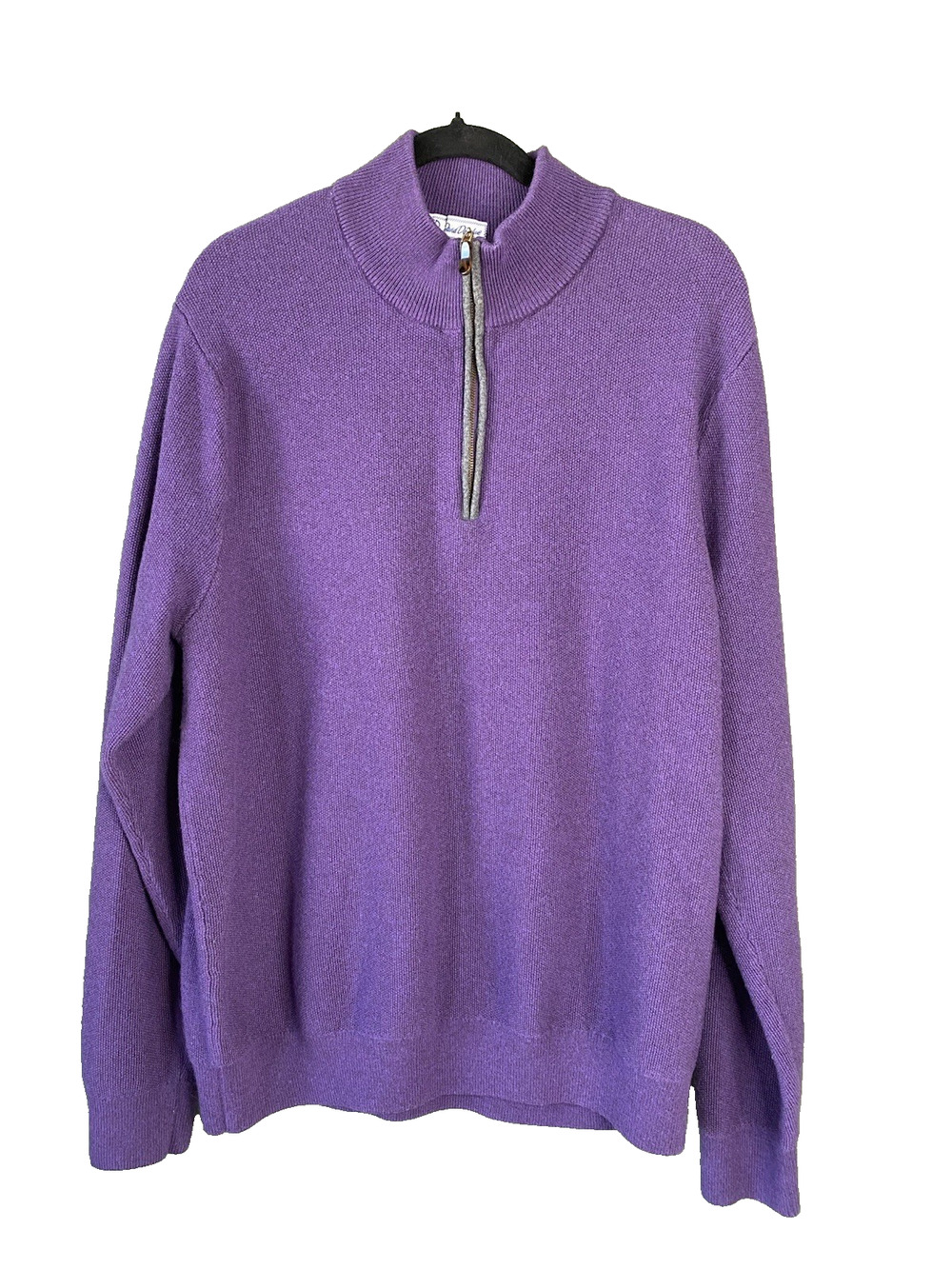 David Donahue Sweater Mens Size XL Purple Merino Wool Zip Popover Office Church